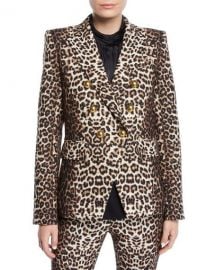 Veronica Beard Miller Double-Breasted Leopard-Print Jacket at Neiman Marcus