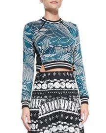 Veronica Beard Mixed Print Zipper Crop Top at Last Call