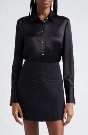 Veronica Beard Monique Long Sleeve Satin Top at Nordstrom