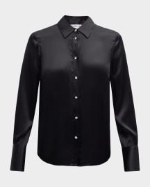 Veronica Beard Monique Long-Sleeve Satin Top at Neiman Marcus