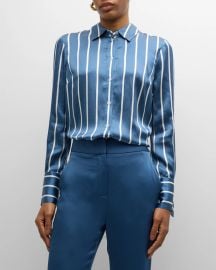 Veronica Beard Monique Stripe Long-Sleeve Top at Neiman Marcus