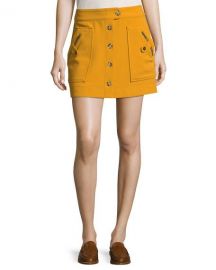 Veronica Beard Monroe A-Line Button-Front Mini Skirt at Neiman Marcus