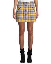 Veronica Beard Monroe Plaid Button-Front Mini Skirt at Neiman Marcus