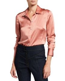 Veronica Beard Morgane Button-Down Silk Tunic Shirt at Neiman Marcus