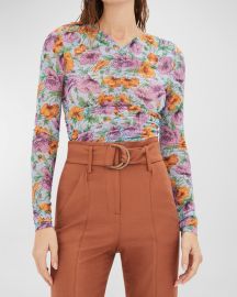 Veronica Beard Myrna Ruched Floral Top at Neiman Marcus