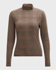 Veronica Beard Nate Plaid Mock-Neck Top at Neiman Marcus