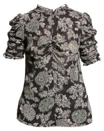 Veronica Beard Natuka Floral-Print Silk Blouse at Neiman Marcus