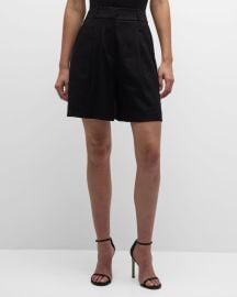 Veronica Beard Noemi Pleated Linen Shorts at Neiman Marcus