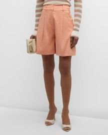 Veronica Beard Noemi Tailored Cotton Shorts at Neiman Marcus