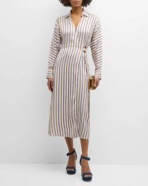 Veronica Beard Noor Striped Wrap Dress at Neiman Marcus