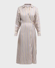 Veronica Beard Noor Striped Wrap Dress at Neiman Marcus