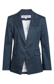 Veronica Beard Obie Pinstripe Linen Blend Dickey Jacket at Nordstrom