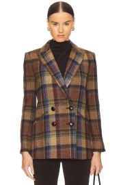 Veronica Beard Oria Plaid Wool Dickey Jacket in Russet Multi at Revolve