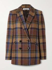 Veronica Beard Oria Plaid Wool Dickey Jacket in Russet Multi at Net a Porter