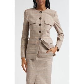 Veronica Beard Orrin Windowpane Plaid Collarless Jacket at Nordstrom