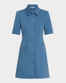 Veronica Beard Paige Mini Shirtdress in Sea Glare at Neiman Marcus