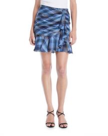 Veronica Beard Parris Plaid Ruffle Tulip Skirt at Neiman Marcus