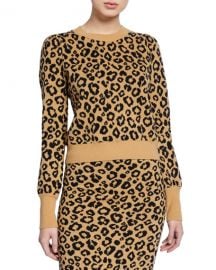 Veronica Beard Penny Leopard-Print Pullover Sweater at Neiman Marcus