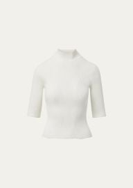 Veronica Beard Pernia Rib-Knit Turtleneck Pullover Top - at Bergdorf Goodman