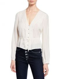 Veronica Beard Phoebe Long-Sleeve Lace Pintuck Blouse at Neiman Marcus