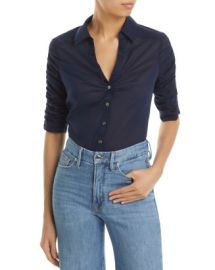 Veronica Beard Porta Cotton Ruched Sleeve Shirt Bloomingdales at Bloomingdales