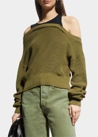 Veronica Beard Prescott Layered Off The Shoulder Sweater at Bergdorf Goodman