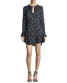 Veronica Beard Preston Long-Sleeve Floral-Print Silk Dress at Neiman Marcus