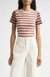 Veronica Beard Pruitt Stripe Rib T-Shirt at Nordstrom