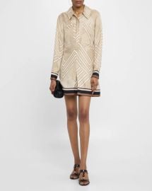 Veronica Beard Pryce Long-Sleeve Mini Shirtdress at Neiman Marcus