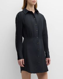 Veronica Beard Rae Button Detail Mini Shirtdress at Neiman Marcus