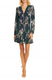 Veronica Beard Riggins Floral Long Sleeve Stretch Silk Minidress   Nordstrom at Nordstrom