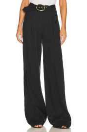 Veronica Beard Rimini Belted Wide Leg Linen Blend Trousers at Revolve