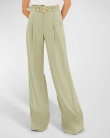 Veronica Beard Rimini Belted Wide-Leg Linen Pants at Neiman Marcus