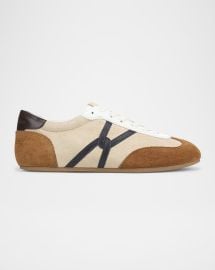 Veronica Beard Riviera Mixed Leather Slim Trainer Sneakers at Neiman Marcus