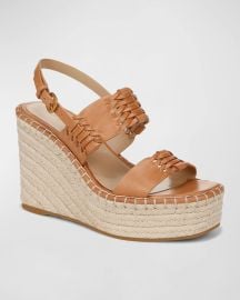 Veronica Beard Riya Woven Leather Wedge Espadrilles at Neiman Marcus