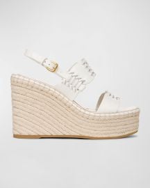 Veronica Beard Riya Woven Leather Wedge Espadrilles at Neiman Marcus