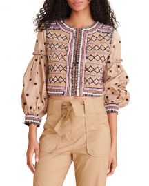 Veronica Beard Rocci Embroidered Pleated-Back Jacket at Neiman Marcus