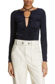 Veronica Beard Roque Ruched Tie Back Top at Nordstrom