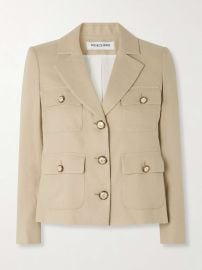 Veronica Beard Schuyler Flap Pocket Jacket in Stone Khaki at Net a Porter