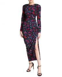 Veronica Beard Selena Long-Sleeve Floral Ruched Dress at Neiman Marcus