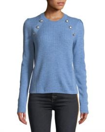 Veronica Beard Simi Wool Button-Shoulder Raglan Sweater at Neiman Marcus