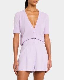 Veronica Beard Solene Short-Sleeve Cashmere Cardigan at Neiman Marcus