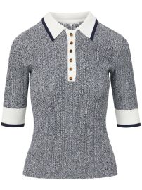 Veronica Beard Soza pointelle-knit Polo Top - at Farfetch