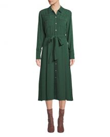 Veronica Beard Spur Silk Jacquard Long-Sleeve Shirtdress at Neiman Marcus