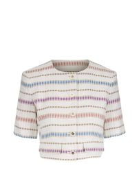 Veronica Beard Striped Cropped Jacket Neutrals at Farfetch
