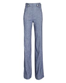 Veronica Beard Sunny Linen-Blend Flared Trousers at Intermix