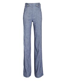 Veronica Beard Sunny Linen-Blend Flared Trousers at Intermix