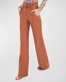 Veronica Beard Sunny Straight-Leg Belted Pants at Neiman Marcus