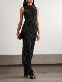 Veronica Beard Sylven Beaded Mock Neck Maxi Dress at Net a Porter