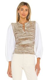 Veronica Beard Tahlea Mixed Media Sweater in Army Multi at Revolve